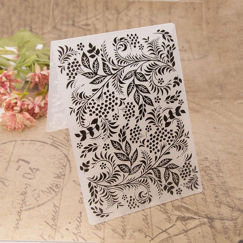 FUGUT 3-D Embossing Folder for Card Making - Plastic Textured Template for DIY Scrapbooking, Paper Crafting and Handmade Art Supplies (3D Leaves Berry 8.3 x 5.9 in) - Image 1